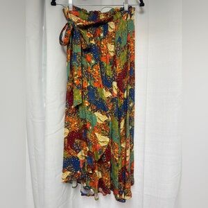 Vibrant Horse Print Midi Wrap Skirt